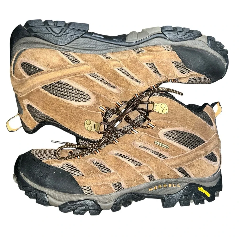 Merrell Men's Moab 2 Mid Hiking Boots Mens 14 Brown Earth Vibram Sole READ